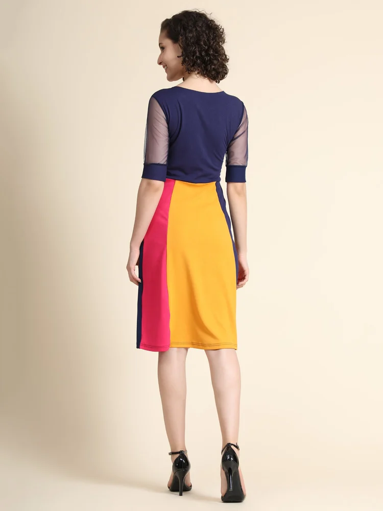 Vibrant Colorblock A-Line Dress - Image 5