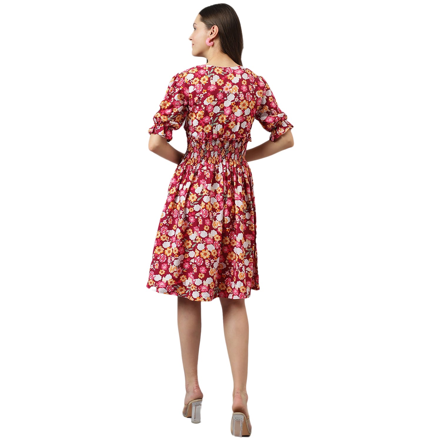 Boho Bloom Puff Sleeve Empire Dress - Image 3
